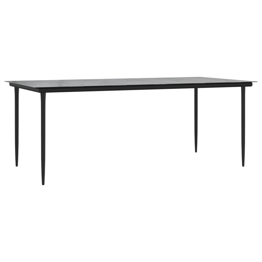 7-tlg. Garten-Essgruppe Grau und Schwarz Poly Rattan und Stahl