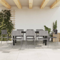 Thumbnail for 9-tlg. Garten-Essgruppe Grau und Schwarz Poly Rattan und Stahl