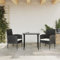Thumbnail for 3-tlg. Garten-Essgruppe Schwarz Poly Rattan und Stahl