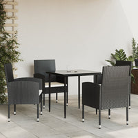 Thumbnail for 5-tlg. Garten-Essgruppe Schwarz Poly Rattan und Stahl
