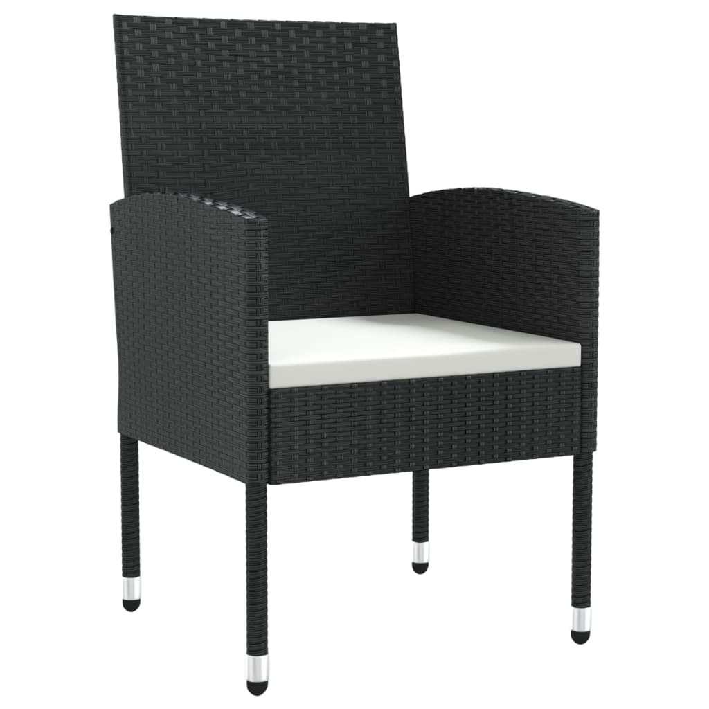 5-tlg. Garten-Essgruppe Schwarz Poly Rattan und Stahl