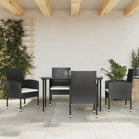 Thumbnail for 5-tlg. Garten-Essgruppe Schwarz Poly Rattan und Stahl