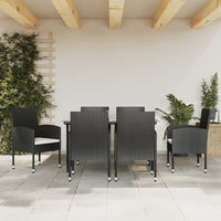 Thumbnail for 7-tlg. Garten-Essgruppe Schwarz Poly Rattan und Stahl