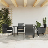 Thumbnail for 5-tlg. Garten-Essgruppe Schwarz Poly Rattan und Stahl