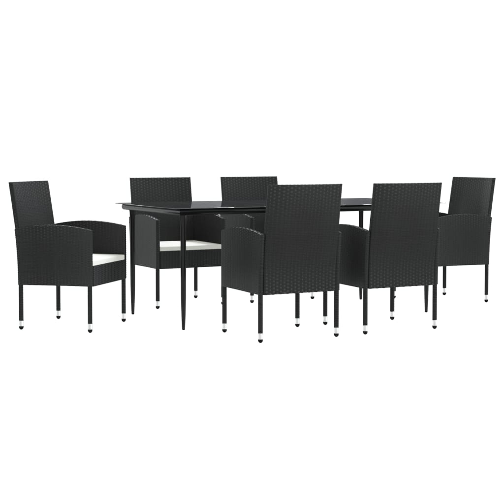 7-tlg. Garten-Essgruppe Schwarz Poly Rattan und Stahl