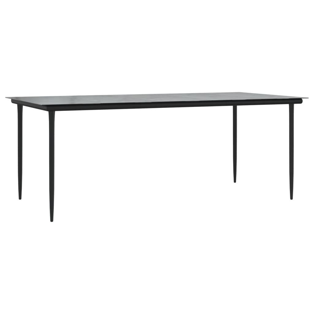 7-tlg. Garten-Essgruppe Schwarz Poly Rattan und Stahl