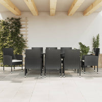 Thumbnail for 9-tlg. Garten-Essgruppe Schwarz Poly Rattan und Stahl