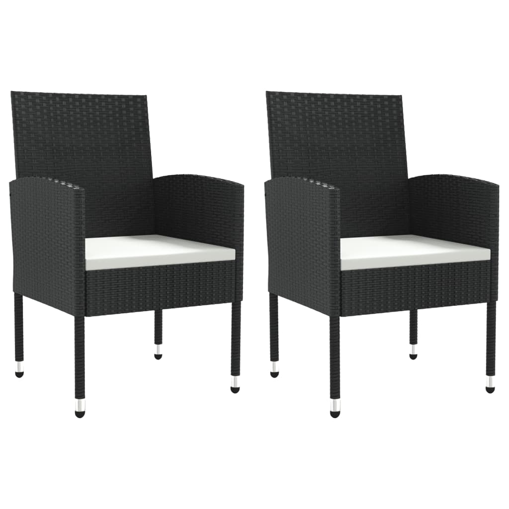 3-tlg. Garten-Essgruppe Schwarz Poly Rattan und Stahl