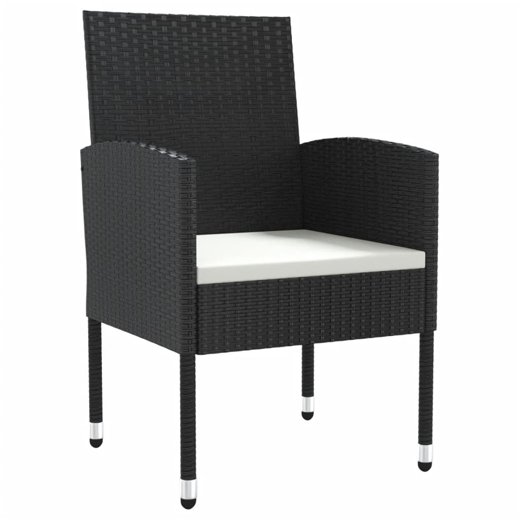 5-tlg. Garten-Essgruppe Schwarz Poly Rattan und Stahl