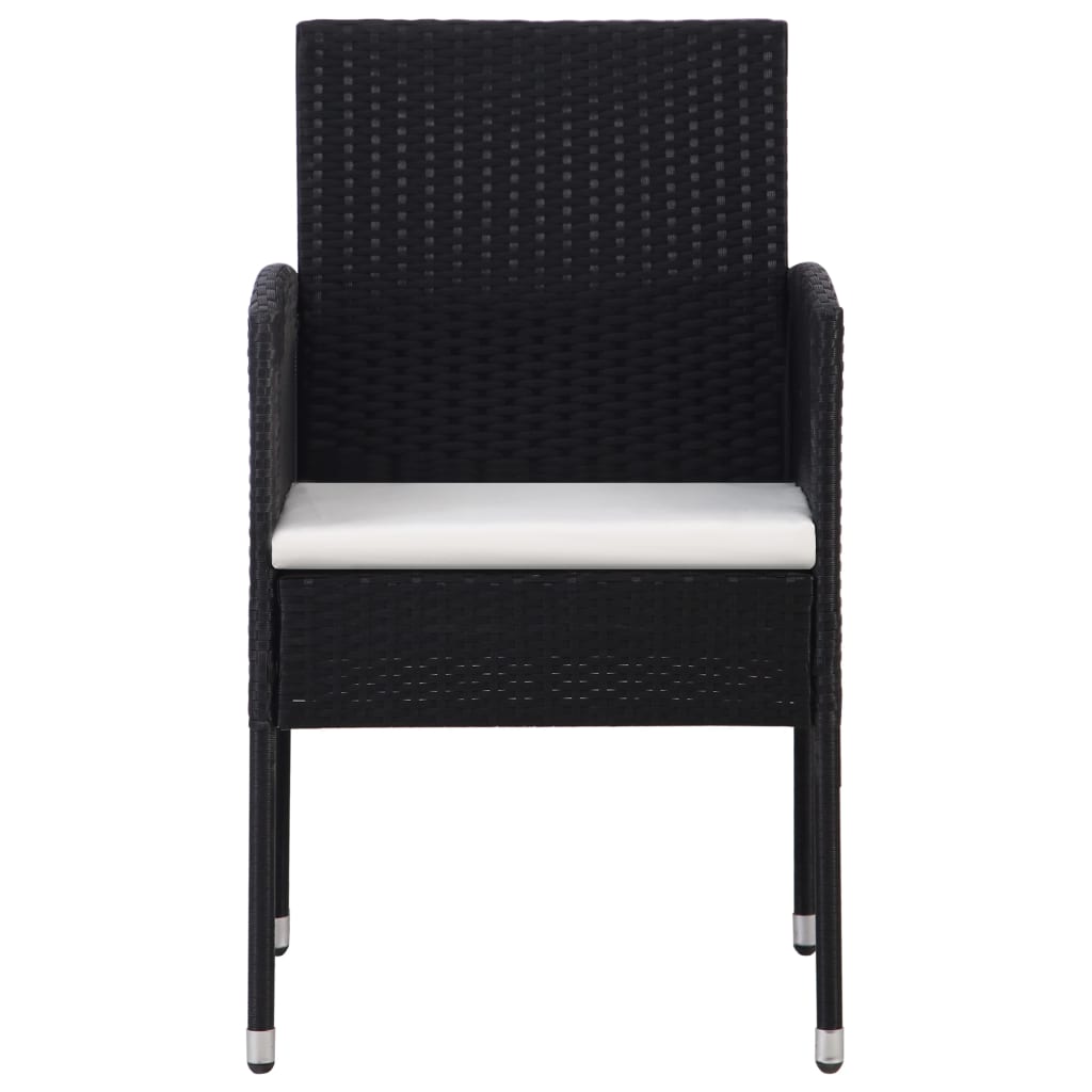 5-tlg. Garten-Essgruppe Schwarz Poly Rattan und Stahl
