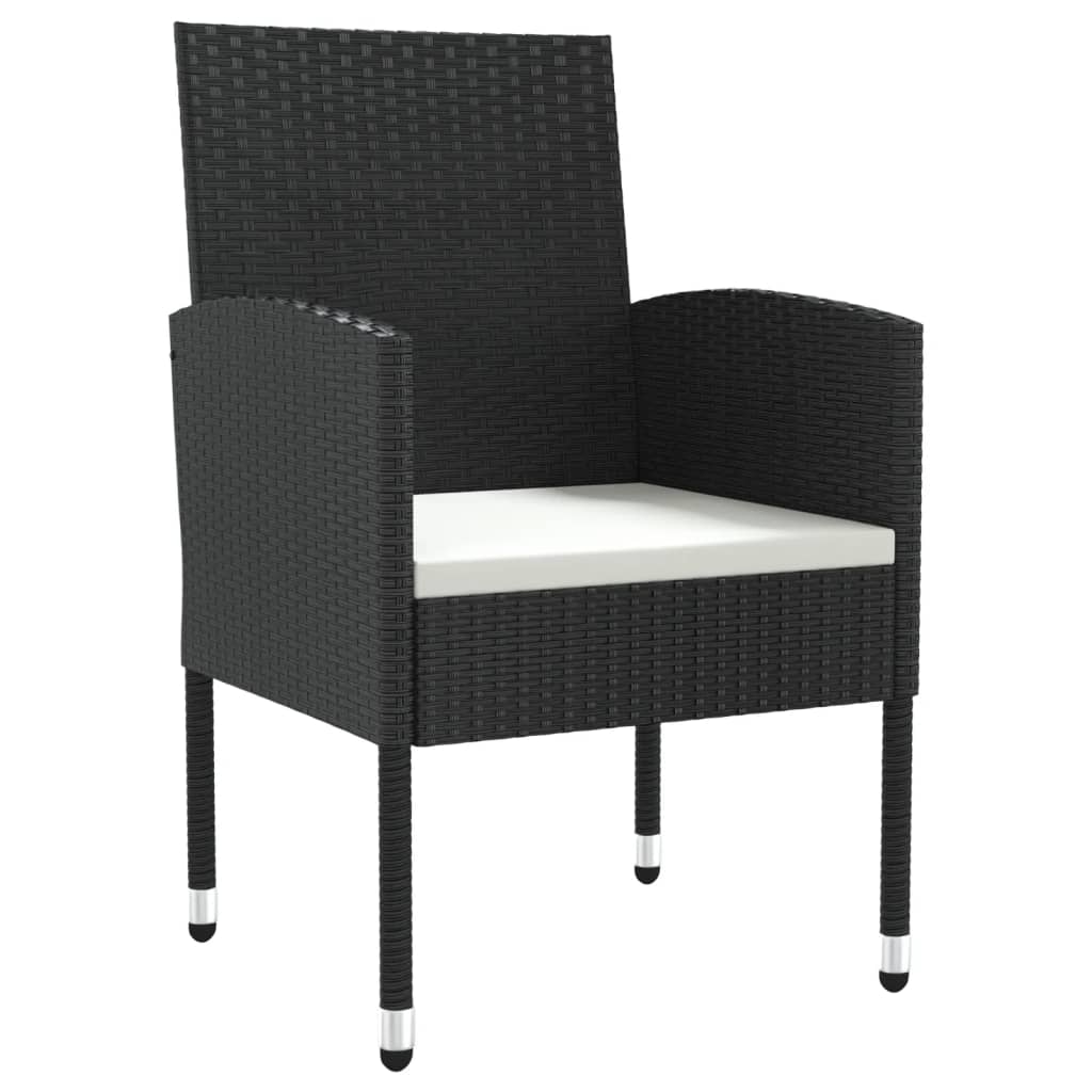5-tlg. Garten-Essgruppe Schwarz Poly Rattan und Stahl