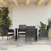 Thumbnail for 5-tlg. Garten-Essgruppe Schwarz Poly Rattan und Stahl