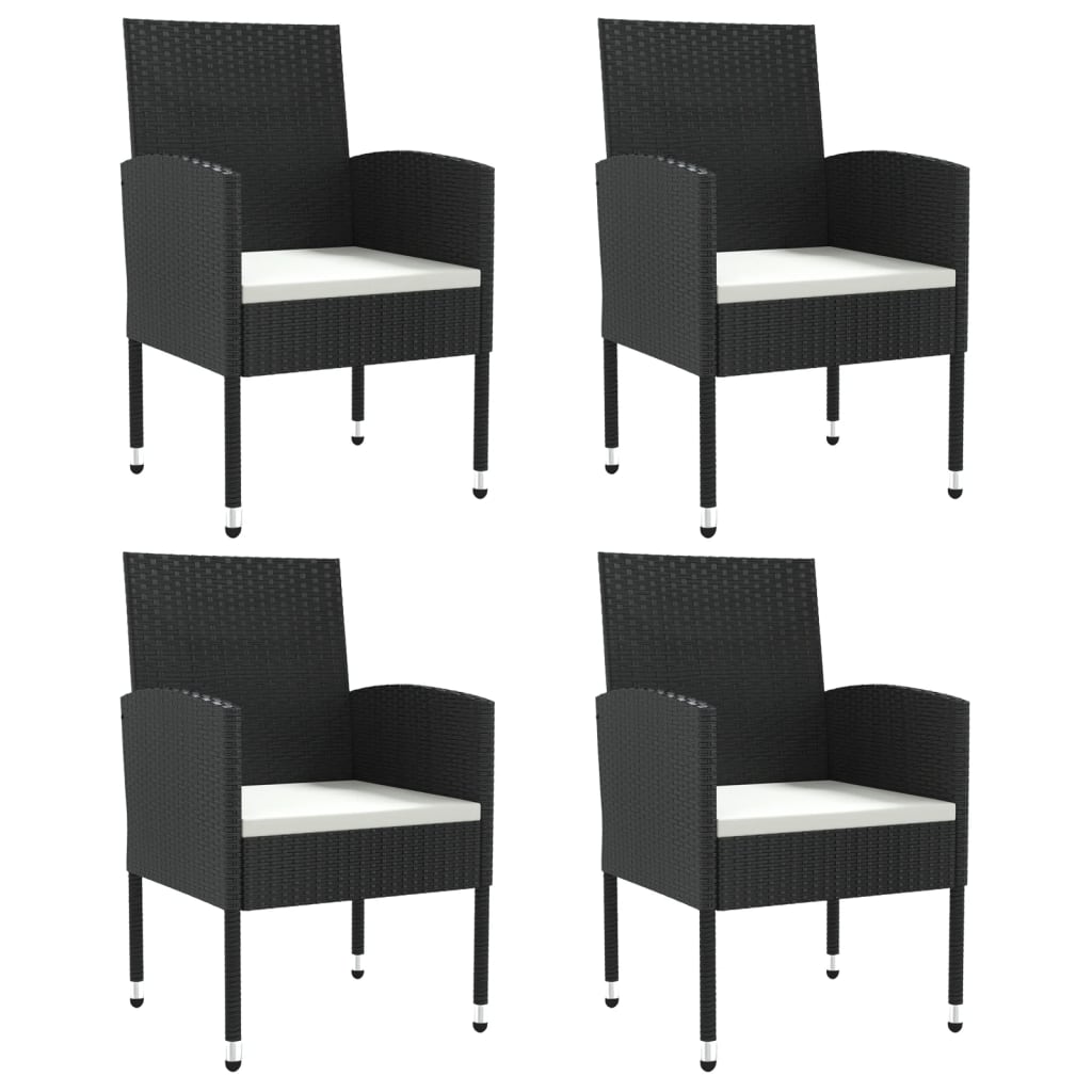 5-tlg. Garten-Essgruppe Schwarz Poly Rattan und Stahl