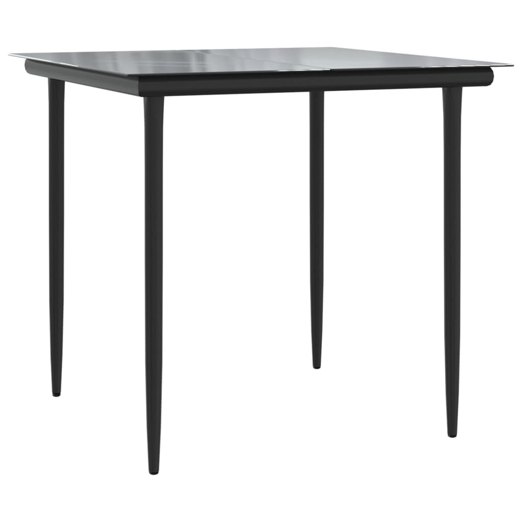 5-tlg. Garten-Essgruppe Grau und Schwarz Poly Rattan und Stahl