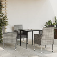 Thumbnail for 5-tlg. Garten-Essgruppe Grau und Schwarz Poly Rattan und Stahl