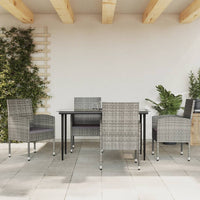 Thumbnail for 5-tlg. Garten-Essgruppe Grau und Schwarz Poly Rattan und Stahl