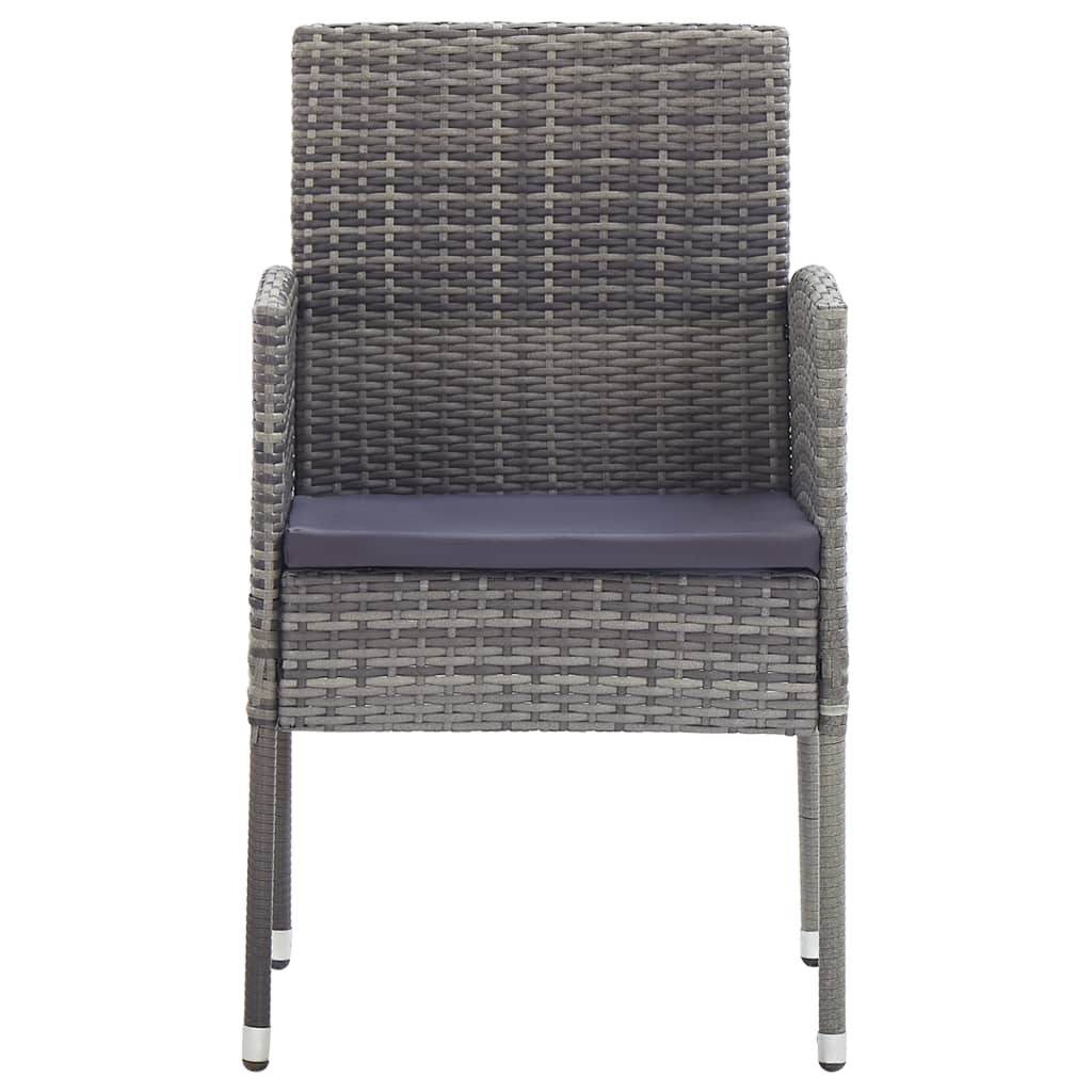 7-tlg. Garten-Essgruppe Grau und Schwarz Poly Rattan und Stahl