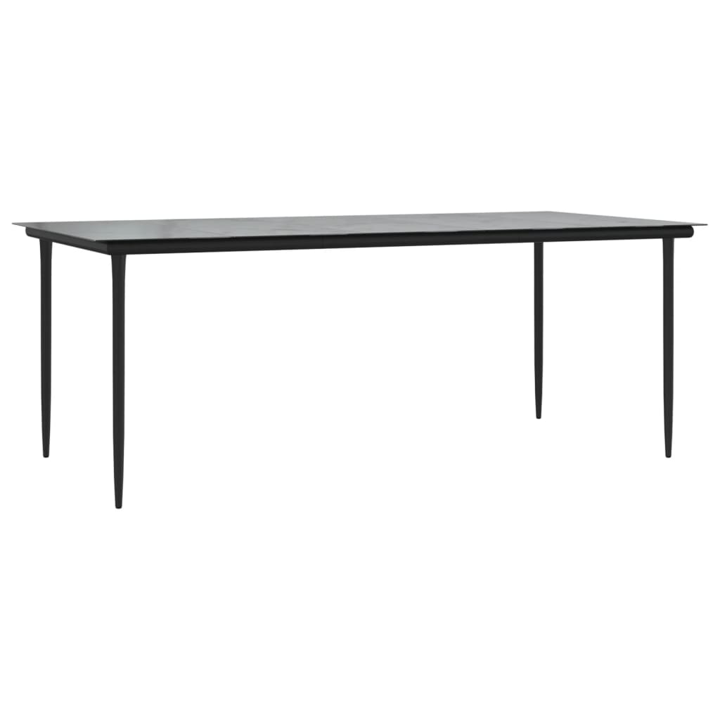7-tlg. Garten-Essgruppe Grau und Schwarz Poly Rattan und Stahl