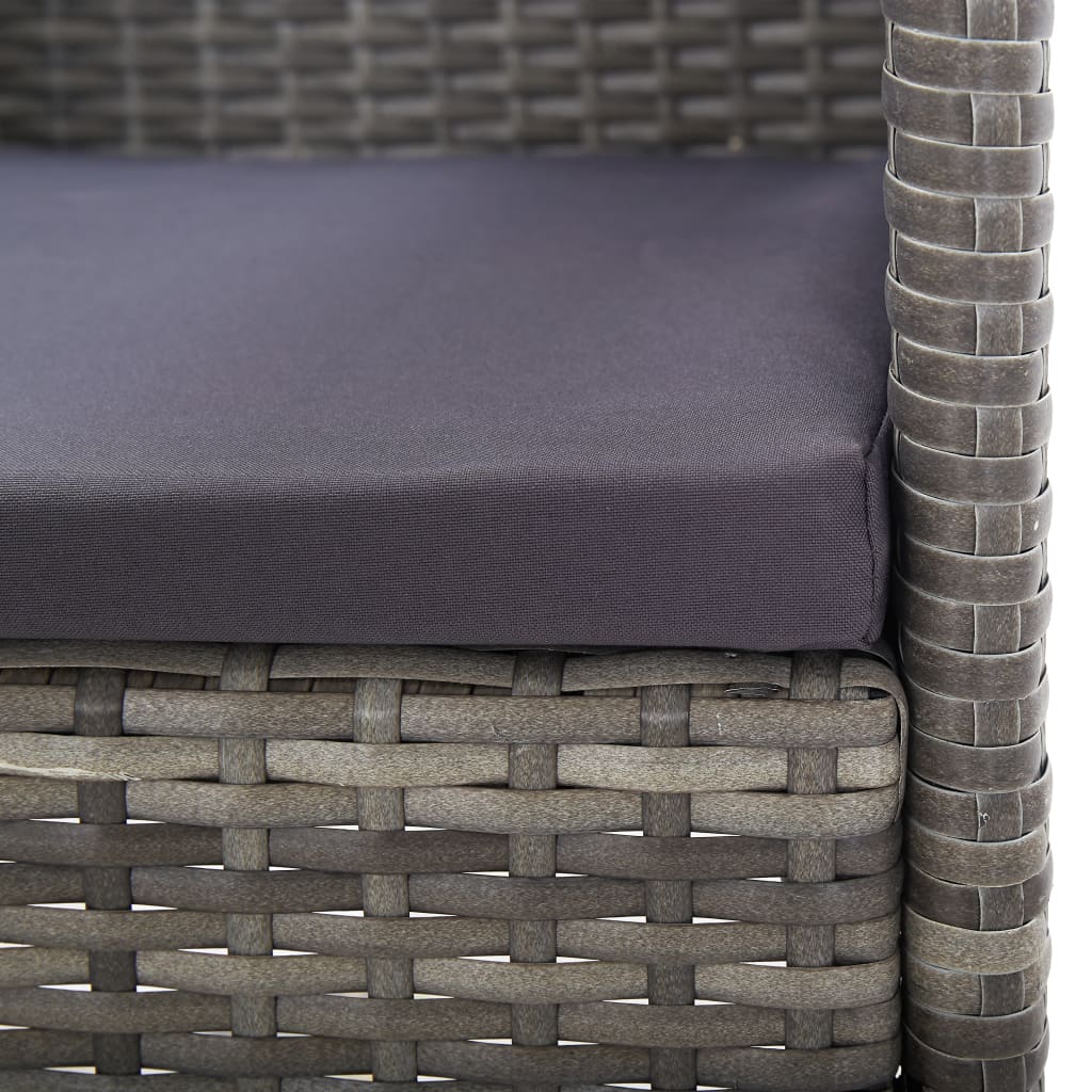 9-tlg. Garten-Essgruppe Grau und Schwarz Poly Rattan und Stahl