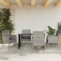 Thumbnail for 5-tlg. Garten-Essgruppe Grau und Schwarz Poly Rattan und Stahl