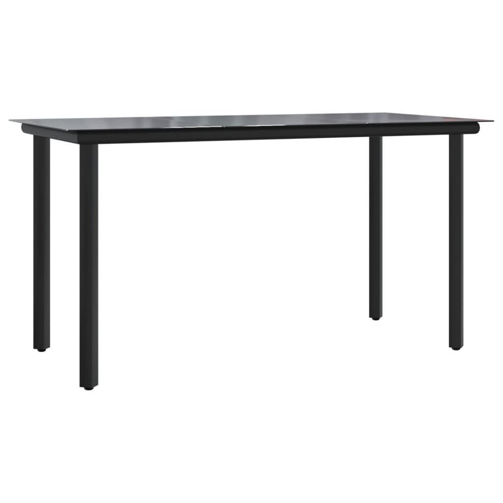 7-tlg. Garten-Essgruppe Grau und Schwarz Poly Rattan und Stahl