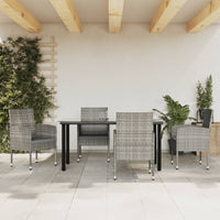 Thumbnail for 5-tlg. Garten-Essgruppe Grau und Schwarz Poly Rattan und Stahl