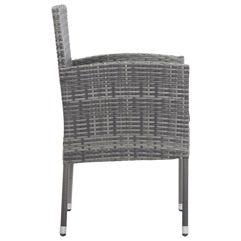 7-tlg. Garten-Essgruppe Grau und Schwarz Poly Rattan und Stahl