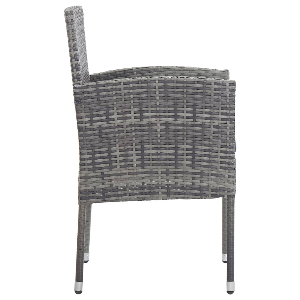 9-tlg. Garten-Essgruppe Grau und Schwarz Poly Rattan und Stahl