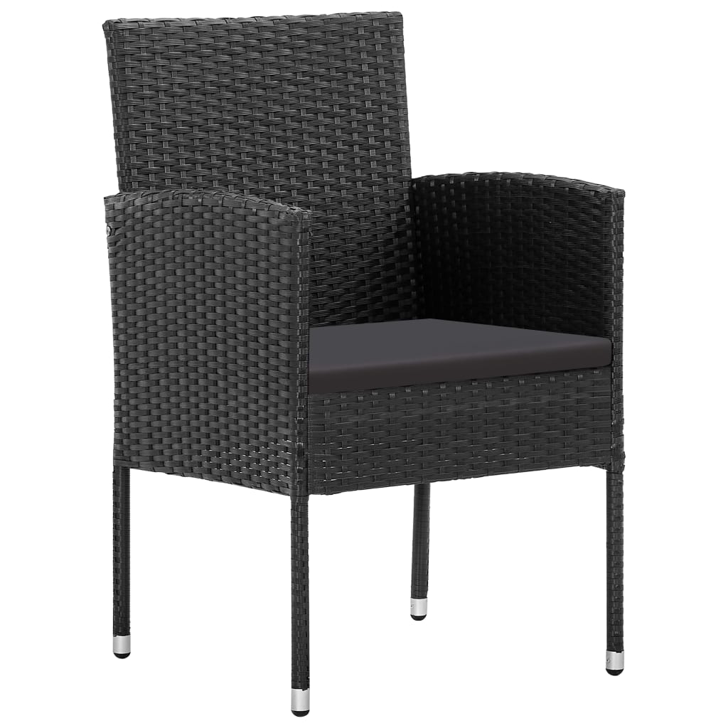 7-tlg. Garten-Essgruppe Schwarz Poly Rattan und Stahl