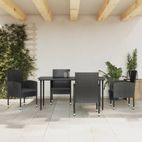 Thumbnail for 5-tlg. Garten-Essgruppe Schwarz Poly Rattan und Stahl