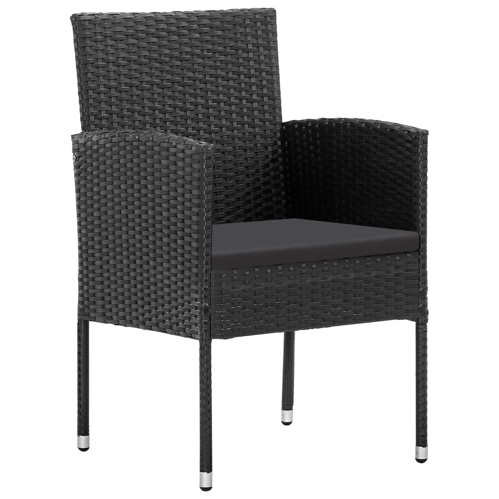 7-tlg. Garten-Essgruppe Schwarz Poly Rattan und Stahl