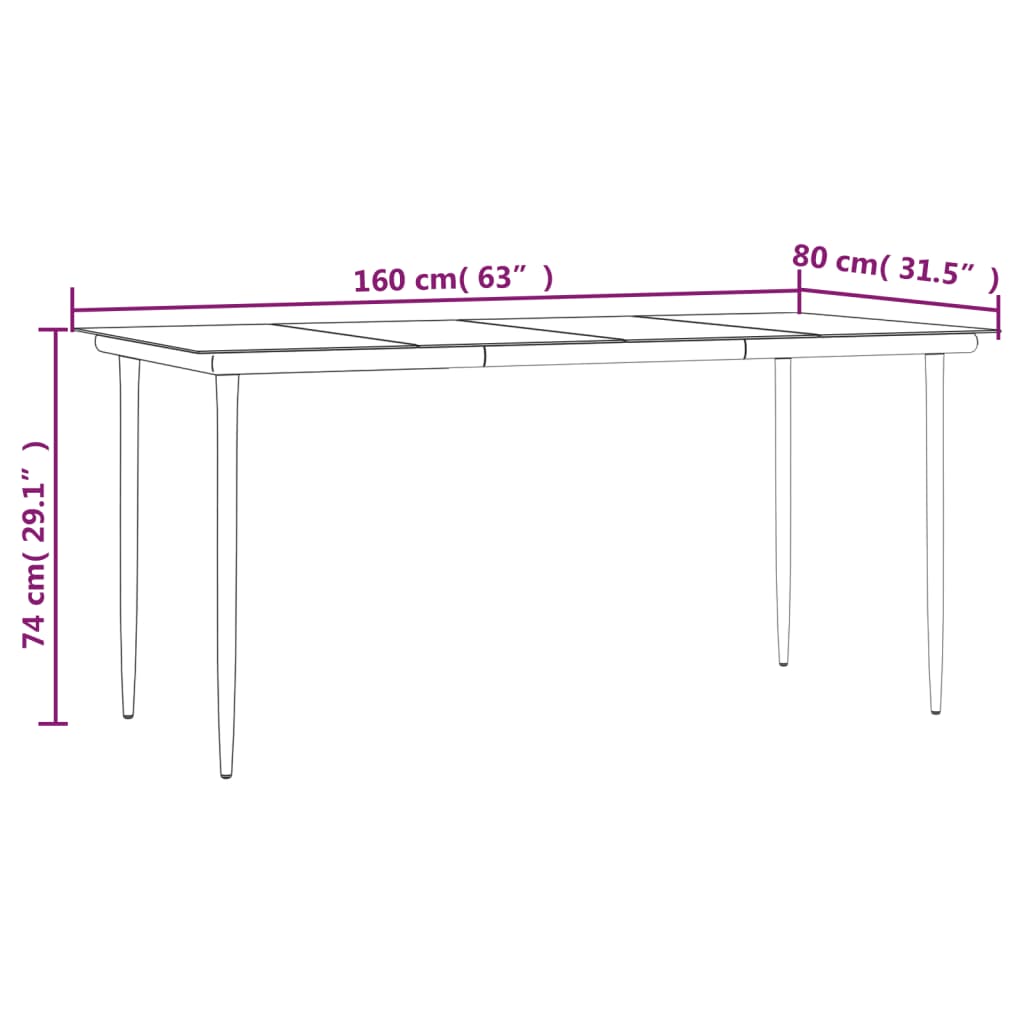 7-tlg. Garten-Essgruppe Schwarz Poly Rattan und Stahl