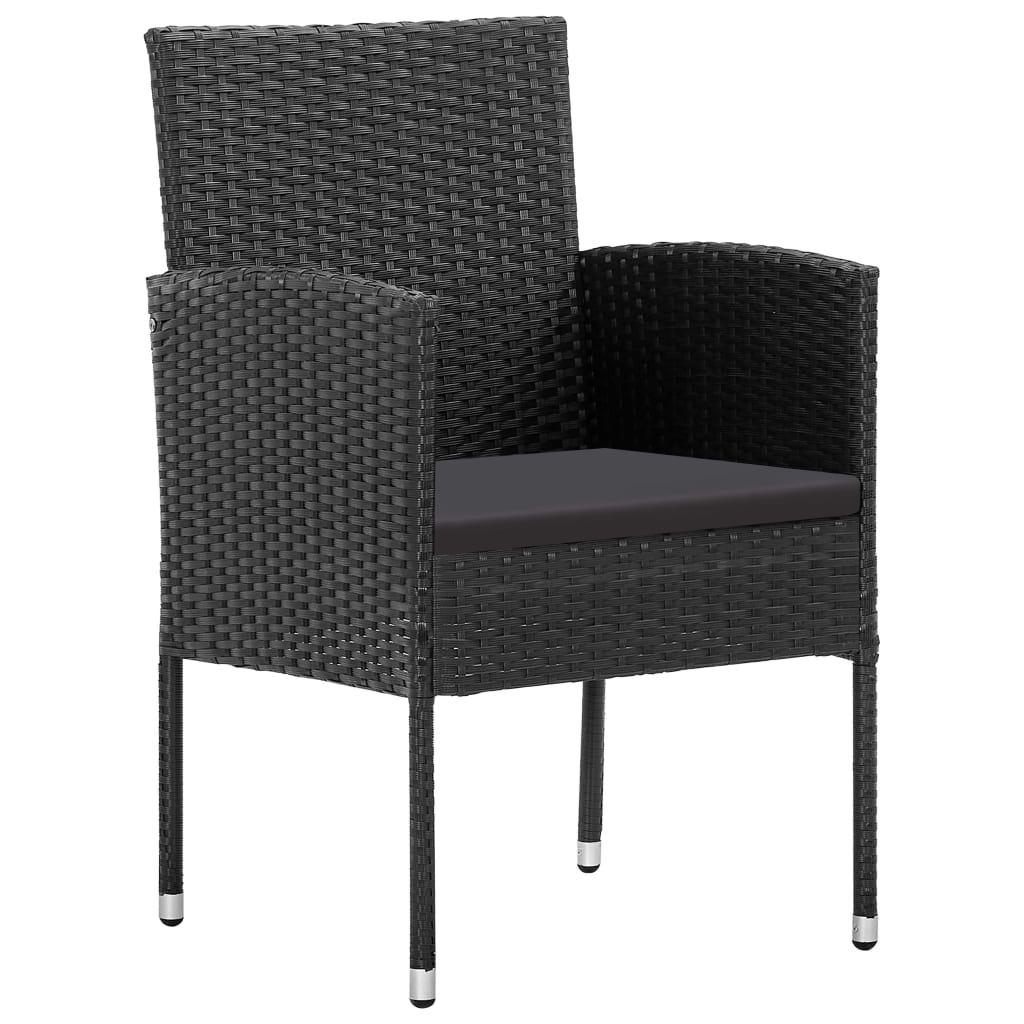 9-tlg. Garten-Essgruppe Schwarz Poly Rattan und Stahl