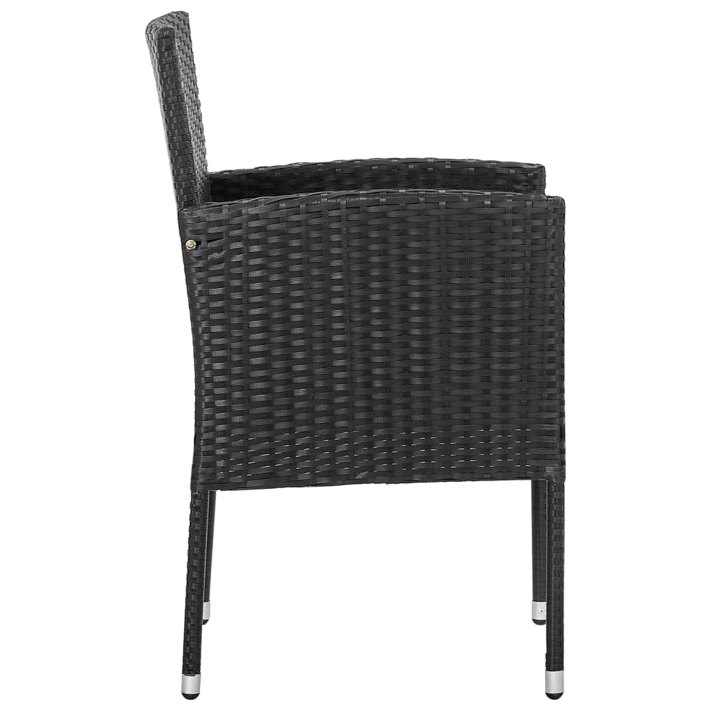 9-tlg. Garten-Essgruppe Schwarz Poly Rattan und Stahl