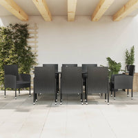 Thumbnail for 9-tlg. Garten-Essgruppe Schwarz Poly Rattan und Stahl
