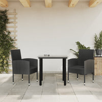 Thumbnail for 3-tlg. Garten-Essgruppe Schwarz Poly Rattan und Stahl