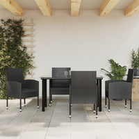 Thumbnail for 5-tlg. Garten-Essgruppe Schwarz Poly Rattan und Stahl