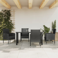 Thumbnail for 5-tlg. Garten-Essgruppe Schwarz Poly Rattan und Stahl