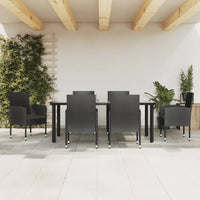 Thumbnail for 7-tlg. Garten-Essgruppe Schwarz Poly Rattan und Stahl