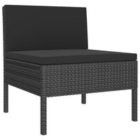 Thumbnail for 2-tlg. Garten-Lounge-Set mit Kissen Schwarz Poly Rattan