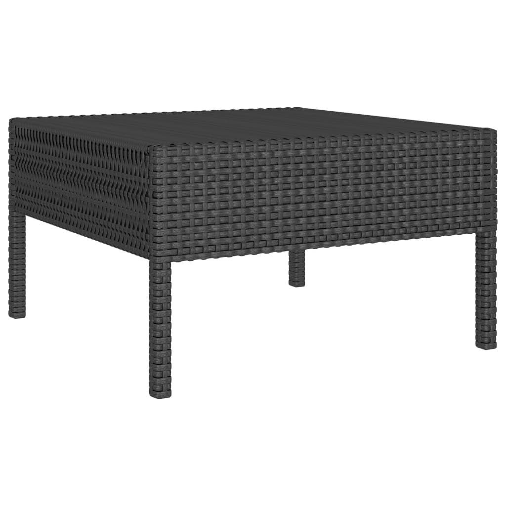 2-tlg. Garten-Lounge-Set mit Kissen Schwarz Poly Rattan