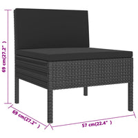 Thumbnail for 2-tlg. Garten-Lounge-Set mit Kissen Schwarz Poly Rattan