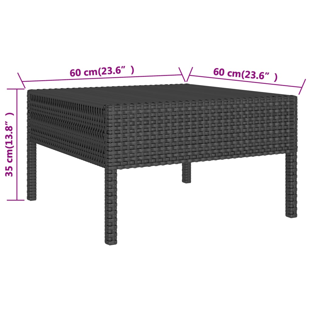 2-tlg. Garten-Lounge-Set mit Kissen Schwarz Poly Rattan