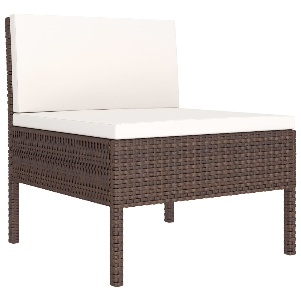 2-tlg. Garten-Lounge-Set mit Kissen Braun Poly Rattan