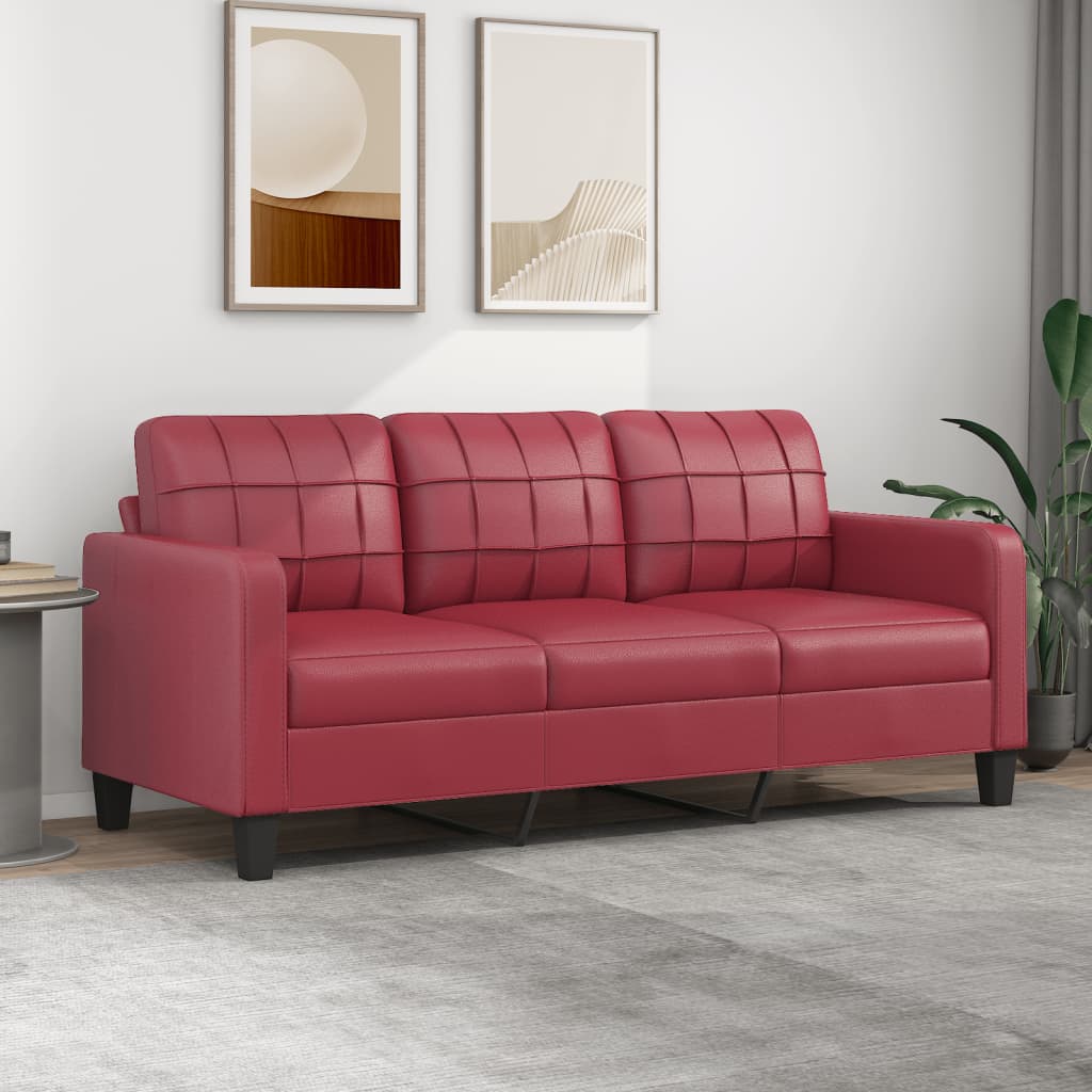 3-Sitzer-Sofa Weinrot 180 cm Kunstleder