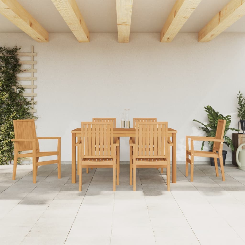 7-tlg. Garten-Essgruppe Massivholz Teak